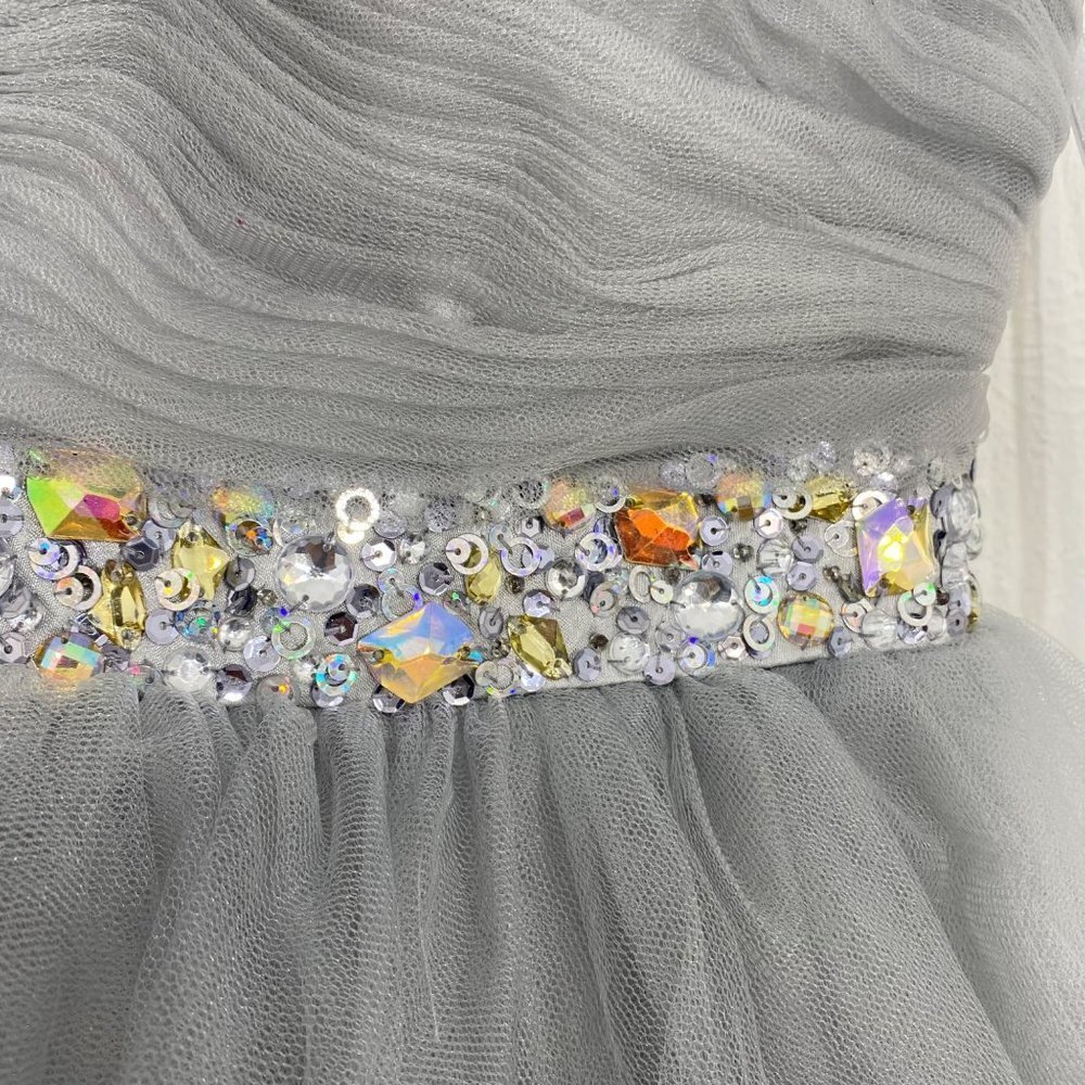 Mayqueen Couture USA Silver Prom/Cocktail Dress Sz 6 - Picture 9 of 9